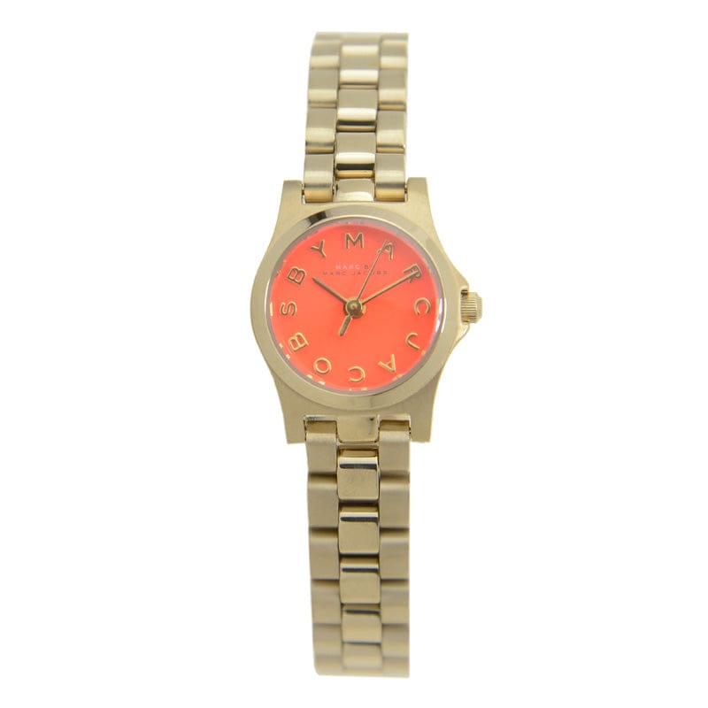 Marc Jacobs Henry Dinky Red Dial Gold Steel Strap Watch for Women - MBM3202