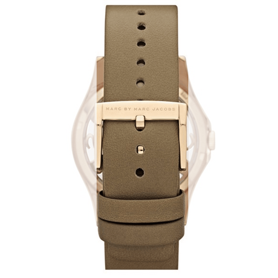 Marc Jacobs Henry Dinky Skeleton Beige Dial Beige Leather Strap Watch for Women - MBM1245