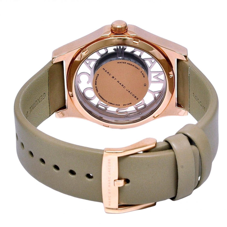 Marc Jacobs Henry Dinky Skeleton Beige Dial Beige Leather Strap Watch for Women - MBM1245