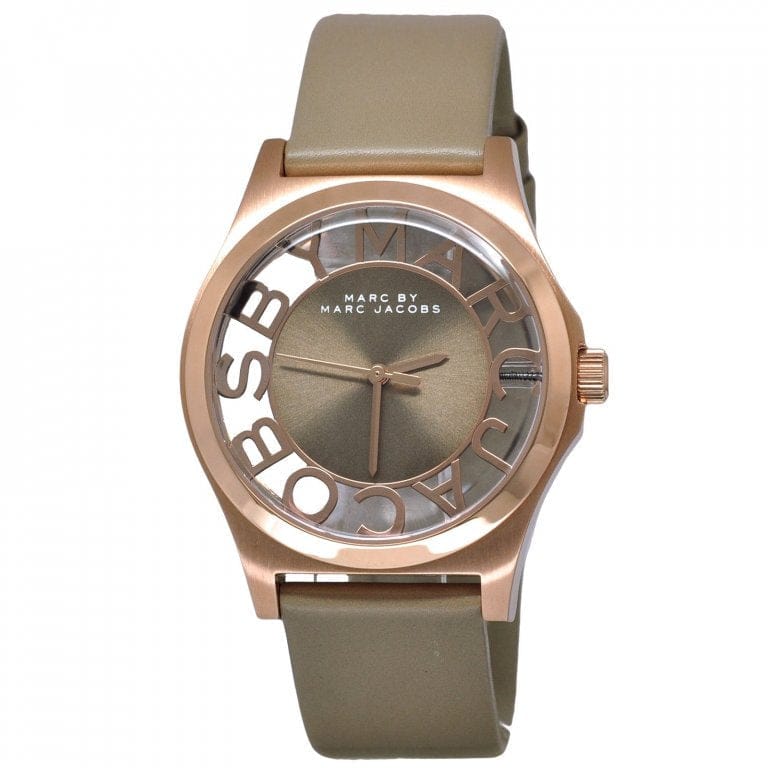 Marc Jacobs Henry Dinky Skeleton Beige Dial Beige Leather Strap Watch for Women - MBM1245