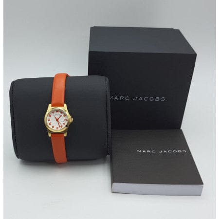 Marc Jacobs Henry Dinky White Dial Orange Leather Strap Watch for Women - MBM1236