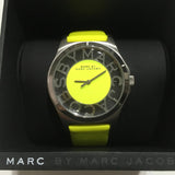 Marc Jacobs Henry Skeleton Neon Yellow Dial Yellow Leather Strap Watch for Women - MBM1242
