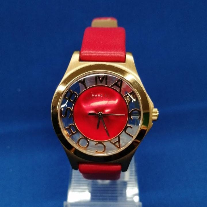 Marc Jacobs Henry Skeleton Red Dial Red Leather Strap Watch for Women - MBM1338