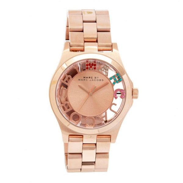 Marc Jacobs Henry Skeleton Rose Gold Dial Rose Gold Steel Strap Watch for Women - MBM3264