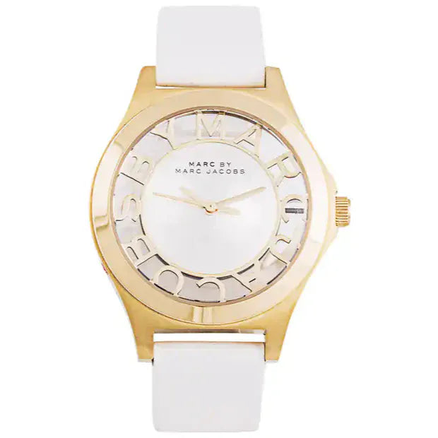 Marc Jacobs Henry Skeleton White Dial White Leather Strap Watch for Women - MBM1339