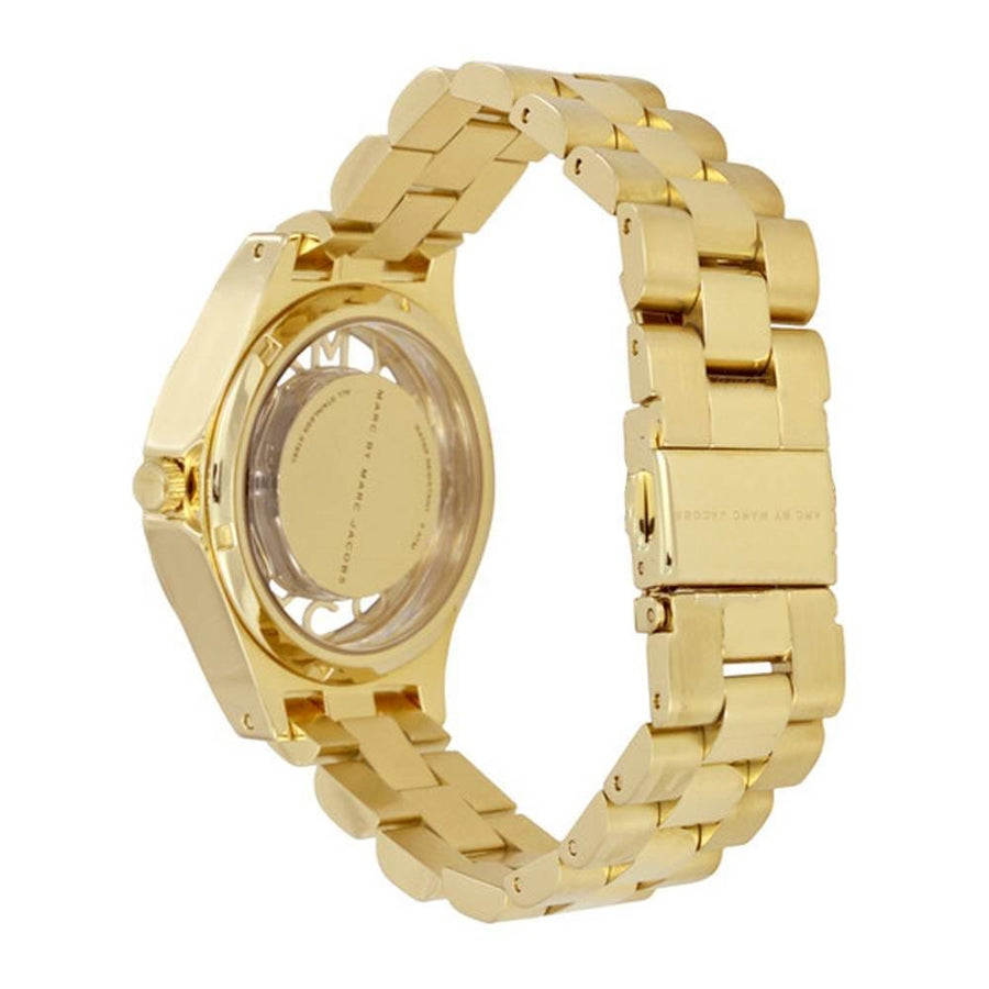 Marc Jacobs Henry Transparent Gold Dial Gold Steel Strap Watch for Women - MBM3338