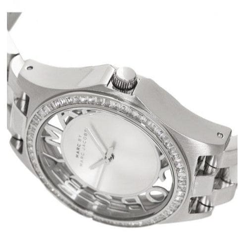 Marc Jacobs Henry Transparent Silver Dial Silver Steel Strap Watch for Women - MBM3337