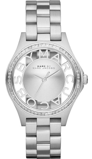 Marc Jacobs Henry Transparent Silver Dial Silver Steel Strap Watch for Women - MBM3337