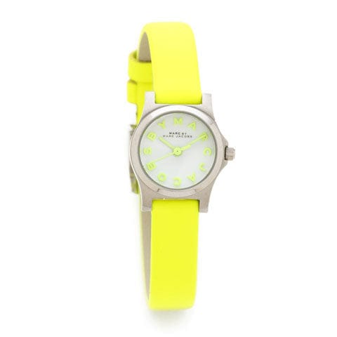 Marc Jacobs Henry White Dial Neon Yellow Rubber Strap Watch for Women - MBM1235