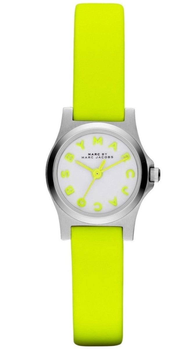 Marc Jacobs Henry White Dial Neon Yellow Rubber Strap Watch for Women - MBM1235