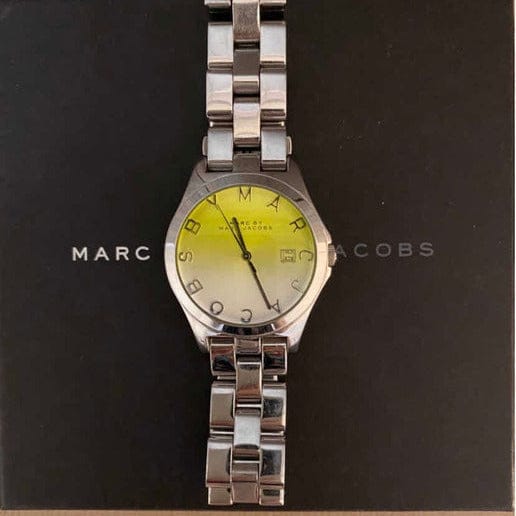 Marc Jacobs Henry Yellow Dial Silver Steel Strap Watch for Women - MBM3201