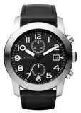Marc Jacobs Larry Chronograph Black Dial Black Leather Strap Watch for Men - MBM5033