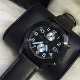Marc Jacobs Larry Chronograph Black Dial Black Leather Strap Watch for Men - MBM5054