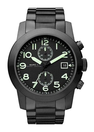 Marc Jacobs Larry Chronograph Black Dial Black Steel Strap Watch for Men - MBM5032