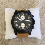 Marc Jacobs Larry Chronograph Black Dial Brown Leather Strap Watch for Men - MBM5053