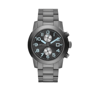 Marc Jacobs Larry Chronograph Black Dial Grey Steel Strap Watch for Men - MBM5051