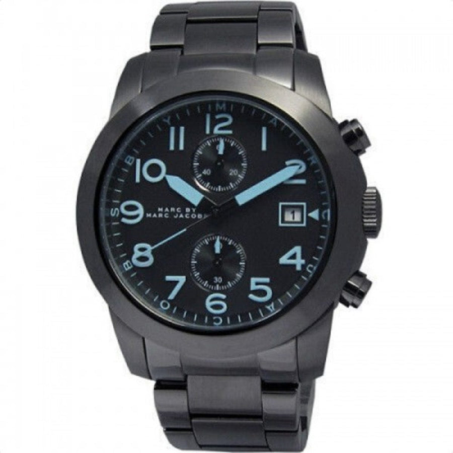 Marc Jacobs Larry Chronograph Black Dial Gunmetal Grey Steel Strap Watch for Men - MBM5031