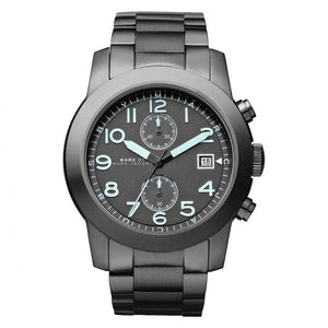 Marc Jacobs Larry Chronograph Black Dial Gunmetal Grey Steel Strap Watch for Men - MBM5031