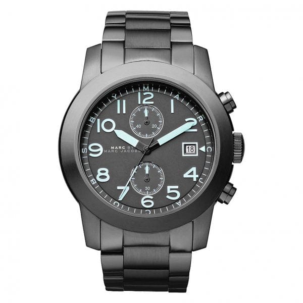 Marc Jacobs Larry Chronograph Black Dial Gunmetal Grey Steel Strap Watch for Men - MBM5031