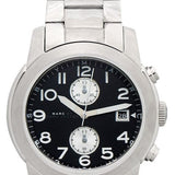 Marc Jacobs Larry Chronograph Black Dial Silver Steel Strap Watch for Men - MBM5050