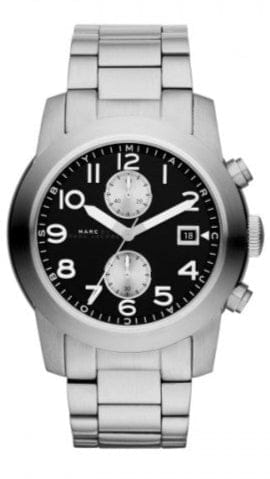 Marc Jacobs Larry Chronograph Black Dial Silver Steel Strap Watch for Men - MBM5050