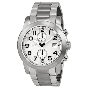 Marc Jacobs Larry Chronograph White Dial Silver Steel Strap Watch for Men - MBM5030