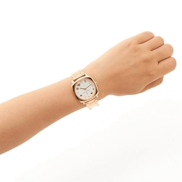 Marc Jacobs Mandy White Dial Rose Gold Steel Strap Watch for Women - MJ3574