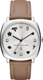 Marc Jacobs Mandy White Dial Light Brown Leather Strap Watch for Women - MJ1563