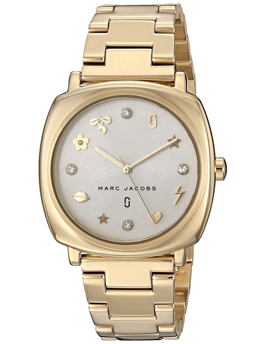 Marc Jacobs Mandy White Dial Gold Steel Strap Watch for Women - MJ3573
