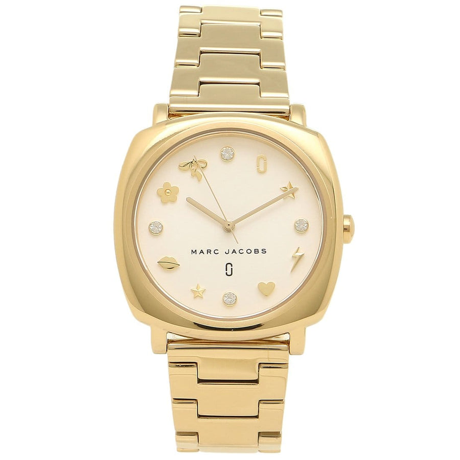 Marc Jacobs Mandy White Dial Gold Steel Strap Watch for Women - MJ3573
