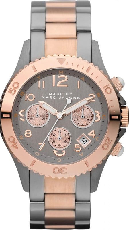Marc Jacobs Marc Chronograph Grey Dial Two Tone Steel Strap Watch for Men - MBM3157