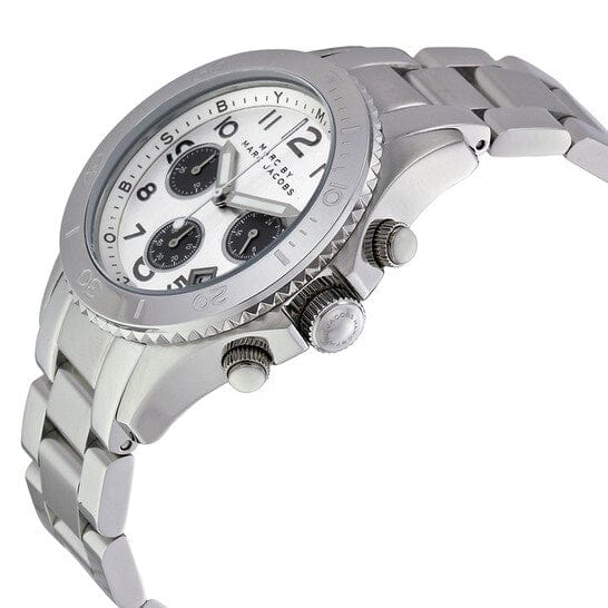 Marc Jacobs Marc Chronograph Silver Dial Silver Steel Strap Watch for Men - MBM3155