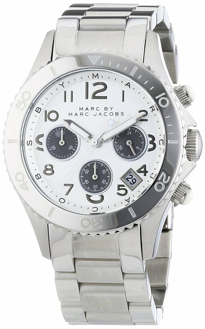 Marc Jacobs Marc Chronograph Silver Dial Silver Steel Strap Watch for Men - MBM3155