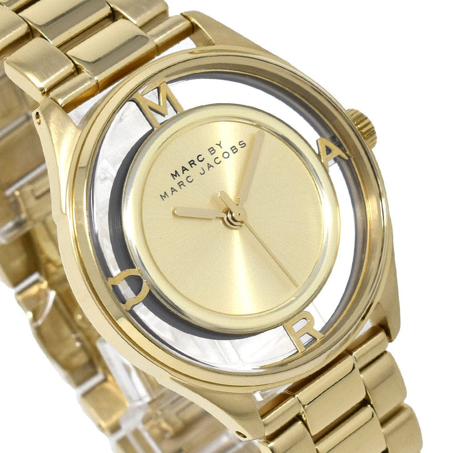 Marc Jacobs Marc Tether Transparent Gold Dial Gold Steel Strap Watch for Women - MBM3413