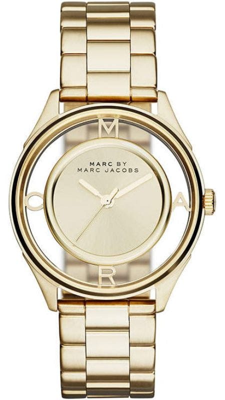 Marc Jacobs Marc Tether Transparent Gold Dial Gold Steel Strap Watch for Women - MBM3413