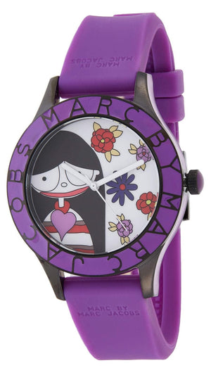 Marc Jacobs Marc White Dial Purple Silicone Strap Watch for Women - MBM5514