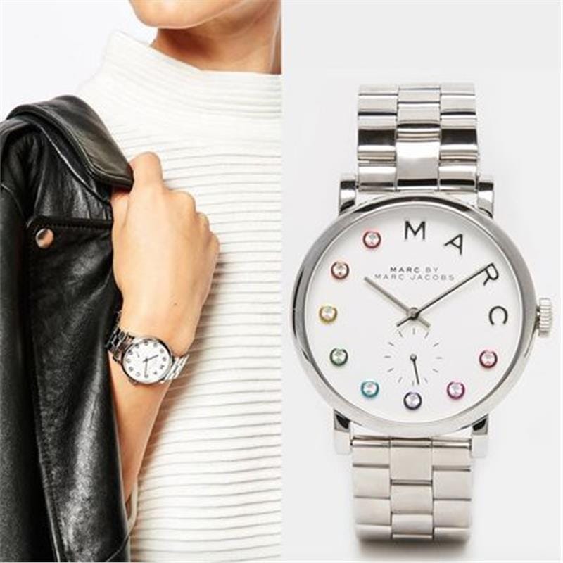 Marc Jacobs Marc White Dial Silver Steel Strap Watch for Women - MBM3420