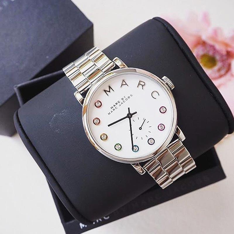 Marc Jacobs Marc White Dial Silver Steel Strap Watch for Women - MBM3420