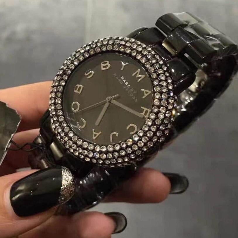 Marc Jacobs Marci Black Dial Black Steel Dial Strap Watch for Women - MBM3193