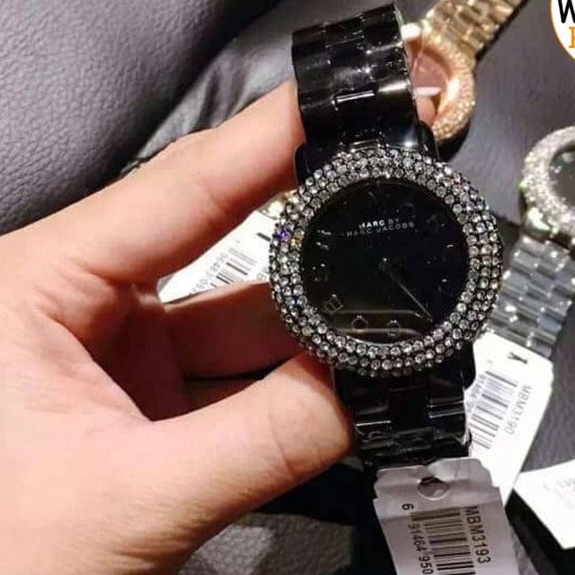 Marc Jacobs Marci Black Dial Black Steel Dial Strap Watch for Women - MBM3193