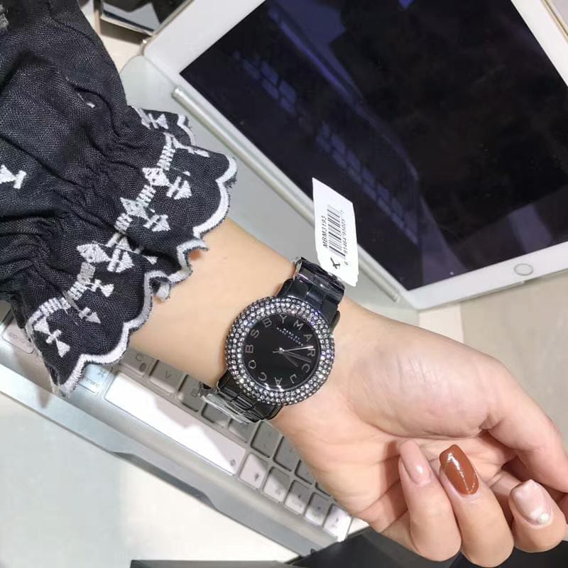 Marc Jacobs Marci Black Dial Black Steel Dial Strap Watch for Women - MBM3193