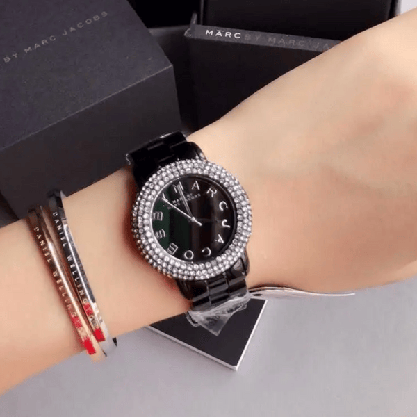 Marc Jacobs Marci Black Dial Black Steel Dial Strap Watch for Women - MBM3193