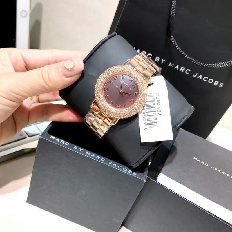 Marc Jacobs Marci Crystals Rose Gold Dial Rose Gold Steel Strap Watch for Women - MBM3192