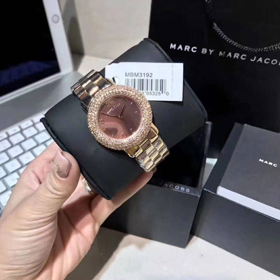 Marc Jacobs Marci Crystals Rose Gold Dial Rose Gold Steel Strap Watch for Women - MBM3192