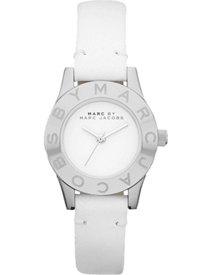 Marc Jacobs Mini Blade White Dial White Leather Strap Watch for Women - MBM1206
