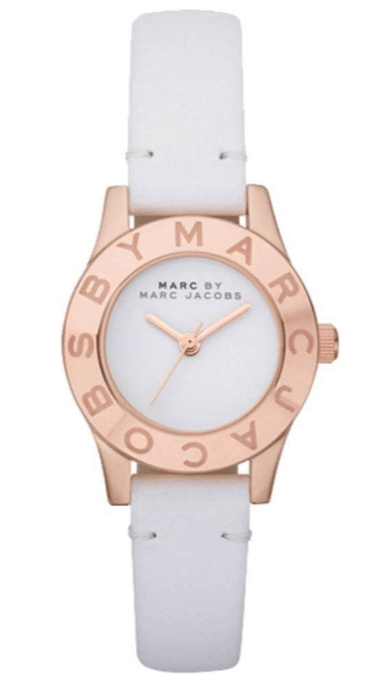 Marc Jacobs Mini Blade White Dial White Leather Strap Watch for Women - MBM1207