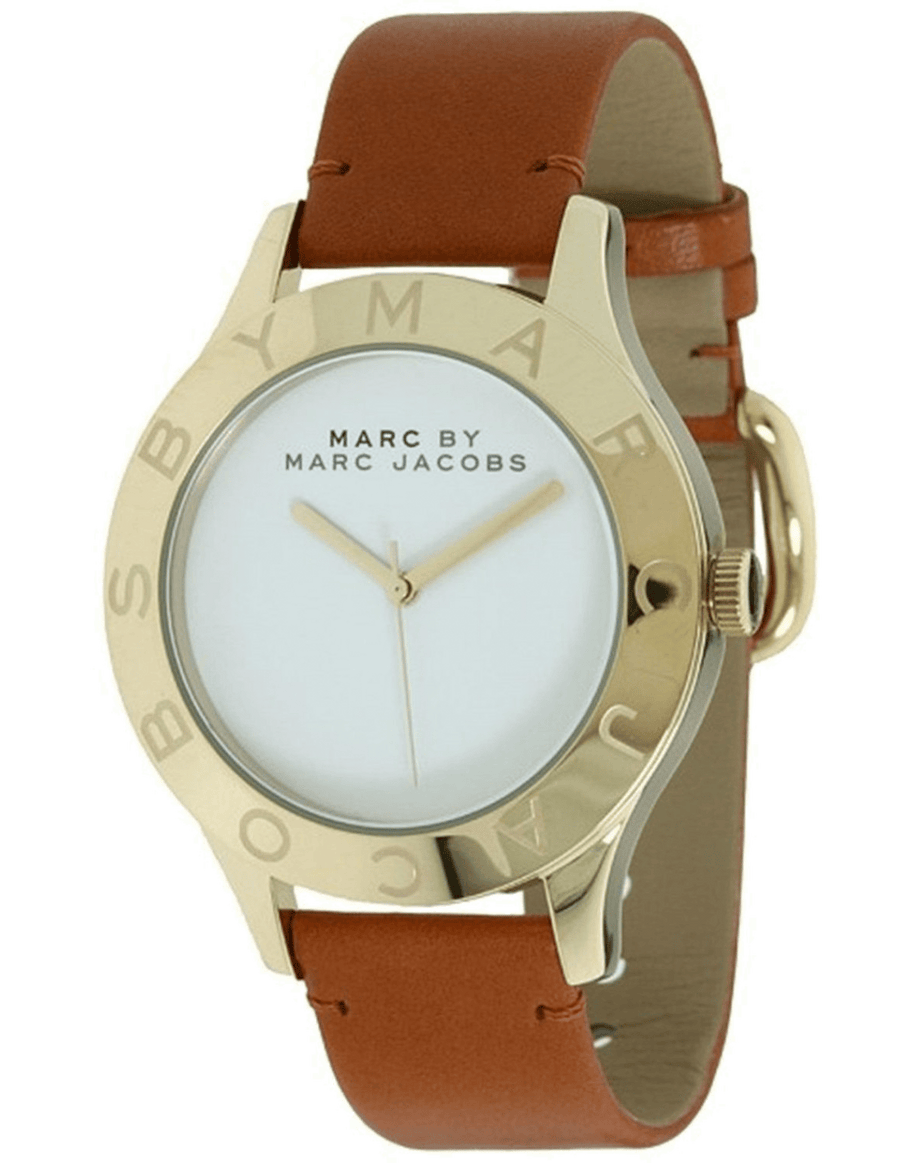 Marc Jacobs Blade White Dial Brown Leather Strap Watch for Women - MBM1218