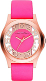 Marc Jacobs Henry Skeleton Pink Dial Pink Leather Strap Watch for Women - MBM1243