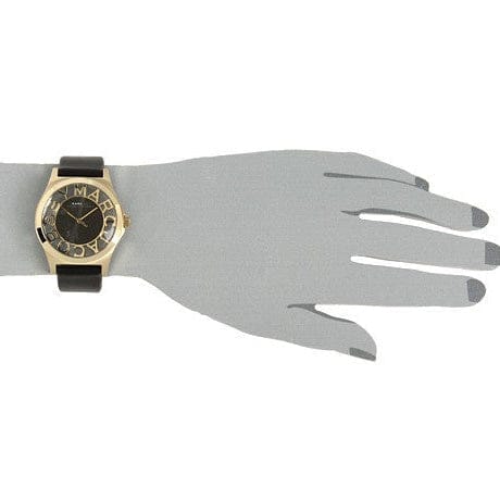 Marc Jacobs Henry Skeleton Black Dial Black Leather Strap Watch for Women - MBM1246