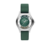 Marc Jacobs Henry Skeleton Green Dial Green Leather Strap Watch for Women - MBM1336